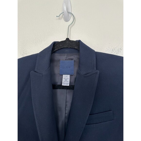 J.Crew 100% Wool Blazer One Button Navy Blue Workwear Classic Women's Size 0 - Picture 2 of 8